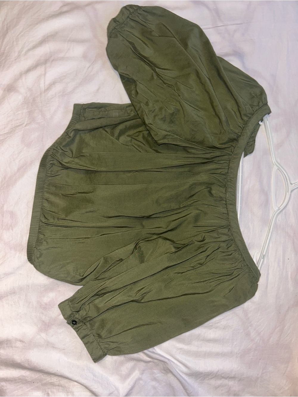 aerie Olive Green Button-Front Blouse - Picture 4 of 4